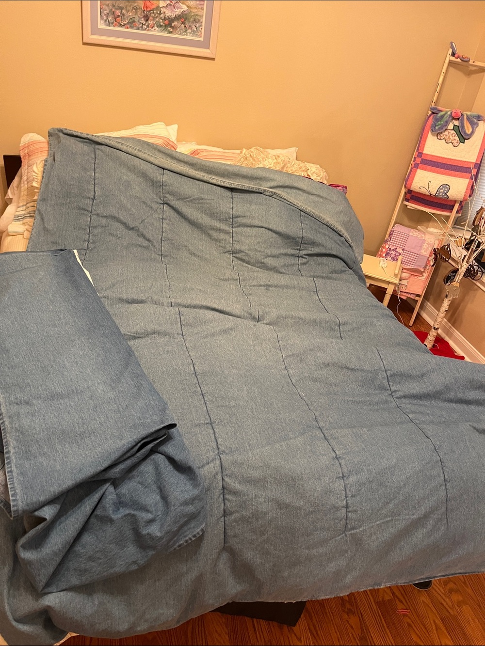 Blue Quilted Comforter - Classic Denim Look